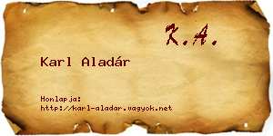 Karl Aladár névjegykártya